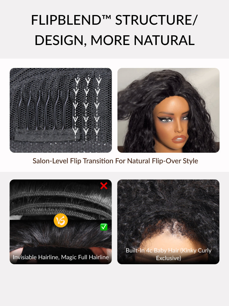 Sunber Blend & Secure Blow-out Natural Black Yaki Straight Bob Half Wig With Invisi Drawstring