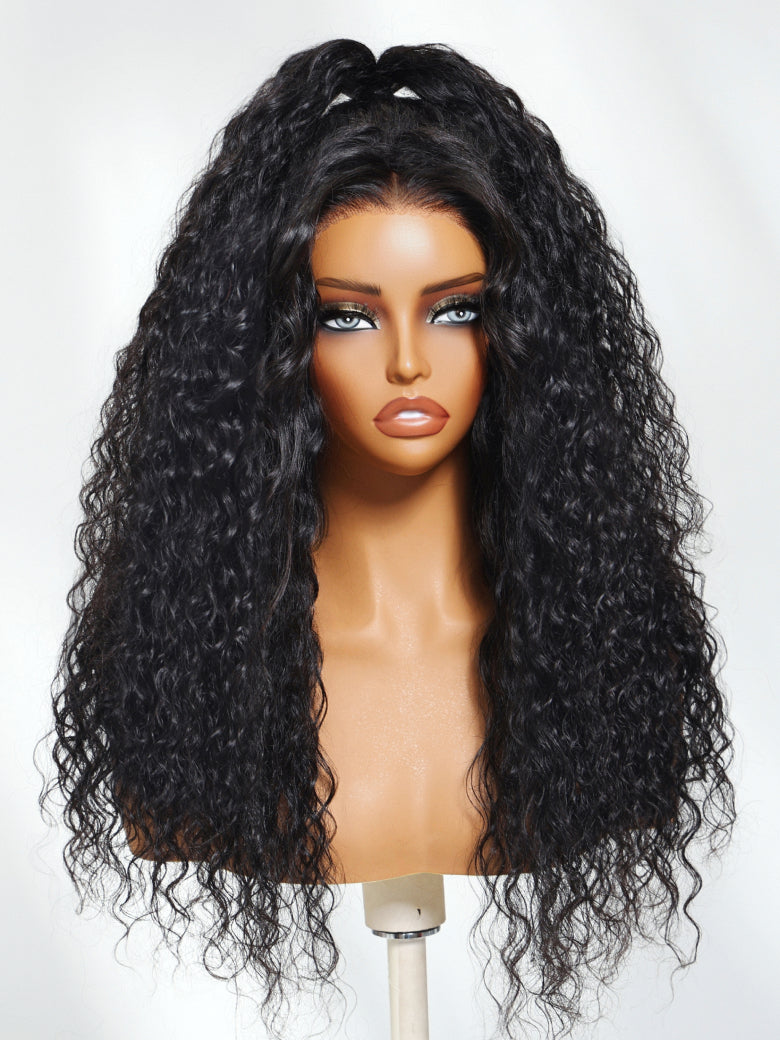 Sunber 7x5 HD Wet And Wavy Water Wave Bye Bye Knots Pre-Cut Lace Frontal Wigs With Elastic Drawstring