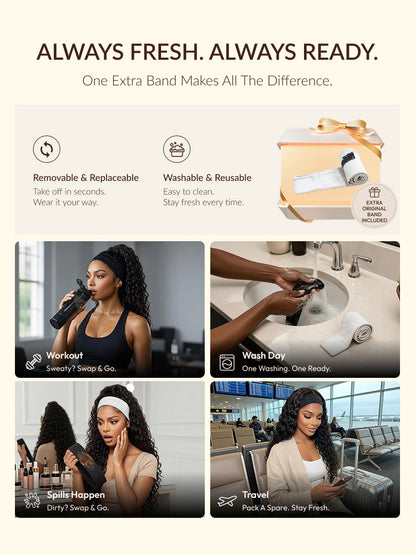 Sunber Headband Half Wig Beginner Friendly 2-IN-1 Switch™ Water Wave Glueless Wig With Flash Sale
