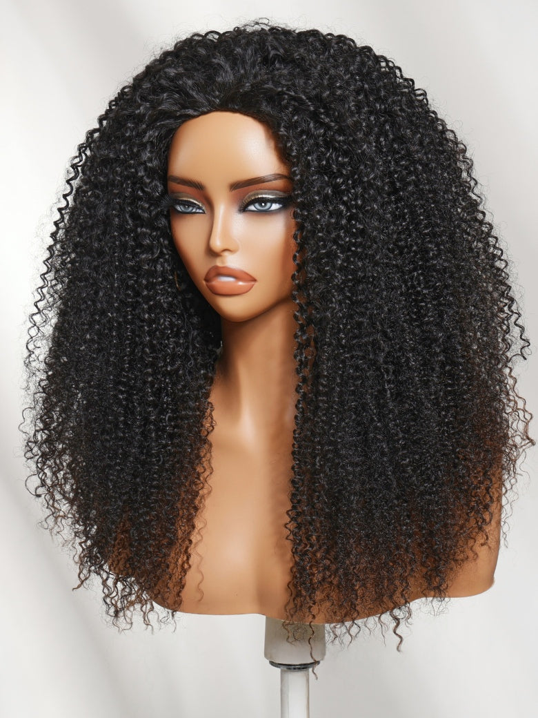 Sunber 2-in-1 Half Wig Black to Brown Ombre Turn-Around Kinky Curly Glueless With Invisi Drawstring Flash Sale