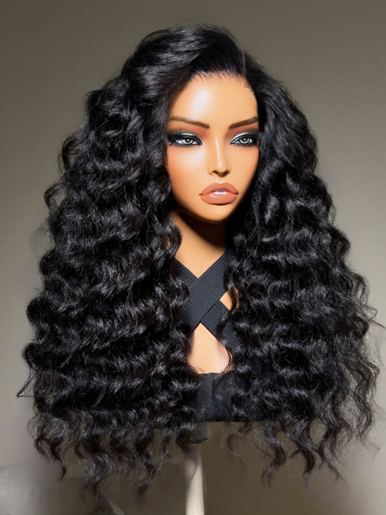 Sunber 13x4 HD Real Scalp Pre Everything Natural Black Kinky Straight Lace Frontal Wig With Invisi Drawstring