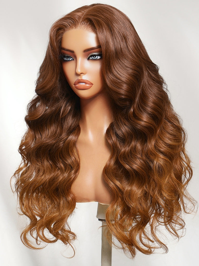 Sunber 13x4 Pre Everything Copper Auburn Ombre Body Wave Lace Frontal Wig With Elastic Drawstring
