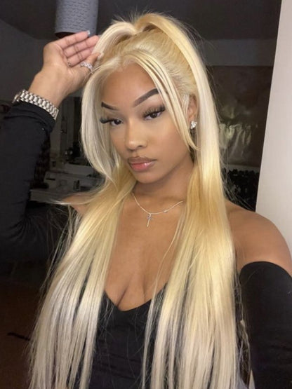 Sunber 613 Blonde Straight 13x4 Lace Frontal Wig With Invisi Drawstring Flash Sale