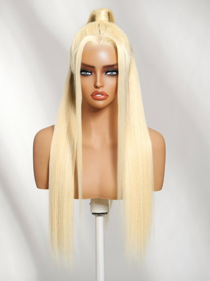 Sunber 613 Blonde Straight 13x4 Lace Frontal Wig With Invisi Drawstring Flash Sale