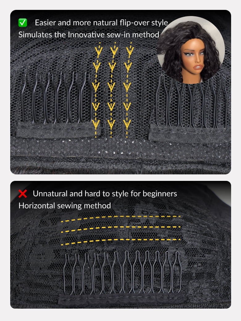 Sunber Blend & Secure Blow-out Natural Black Yaki Straight Bob Half Wig With Invisi Drawstring