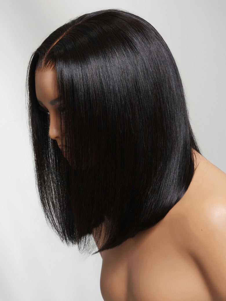 Sunber 7x5 No Slip Pre-Cut Lace Blunt Cut Silky Straight Bob Wig With Elastic Drawstring Flash Sale