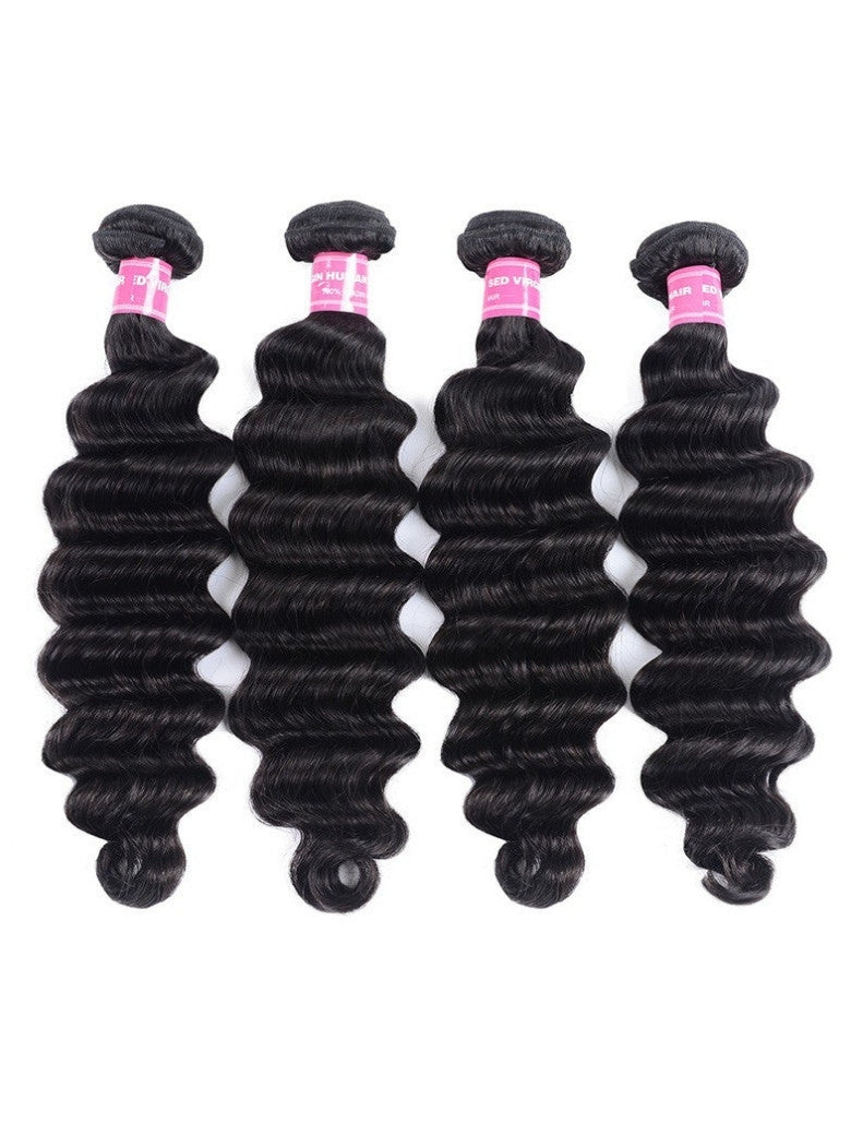 Sunber Hair 100% Unprocessed Human Virgin Hair 4 Bundles Loose Deep Wave Hair