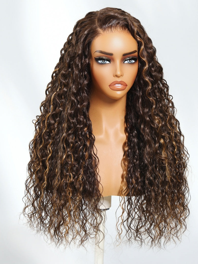 Extra 50% OFF | Sunber Sunber Piano Brown Highlight Curly 7x5 Bye Bye Knots Pre Cut Lace Wig
