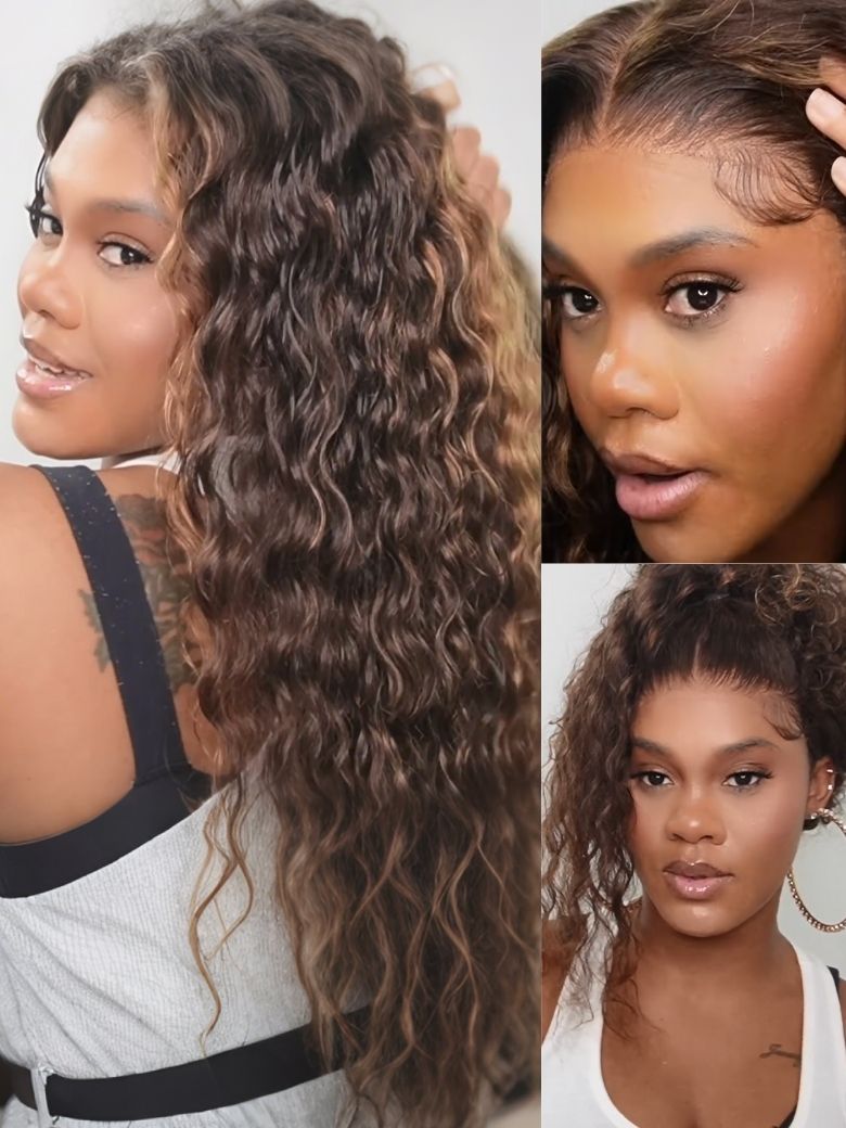 Extra 50% OFF | Sunber Sunber Piano Brown Highlight Curly 7x5 Bye Bye Knots Pre Cut Lace Wig