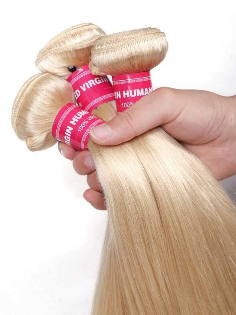 Sunber Hair Blonde 613 Hair Weave 3 Bundles Straight Hair Virgin Human Hair Weft