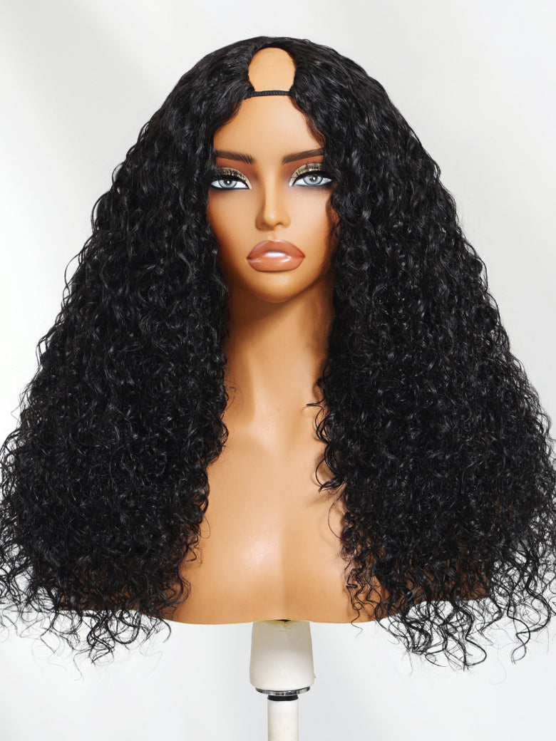 Extra 50% OFF | Sunber 7x5 Pre Cut Lace Wig Water Wave &amp; Curly Mixed Human Hair Wigs With Invisi Drawstring