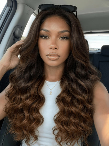 Sunber Ombre Caramel Brown Balayage 13x4 Pre Everything Body Wave With Invisi Drawstring