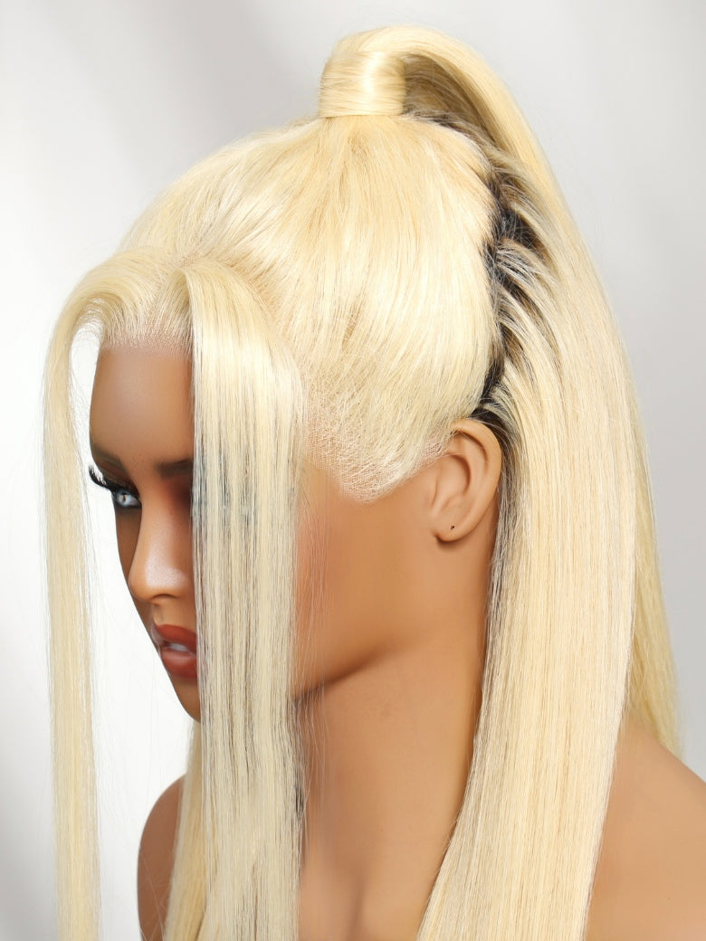 Sunber 613 Blonde Straight 13x4 Lace Frontal Wig With Invisi Drawstring Flash Sale