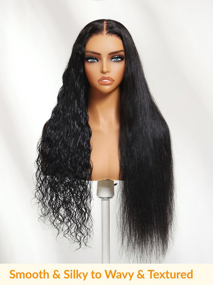 Sunber 13x4 Pre Everything Wet &amp; Wavy 2 in 1 Dry Straight to Wet Water Wave Human Hair Lace Frontal Wig With Invisi Drawstring