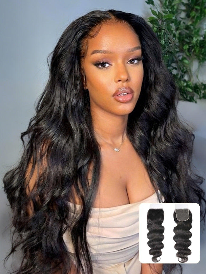 Sunber 1 Pc 5x5 HD Lace Closure Body Wave Hair Deep Parting Transparent Lace Closure Invisible Knots Human Hair Closure