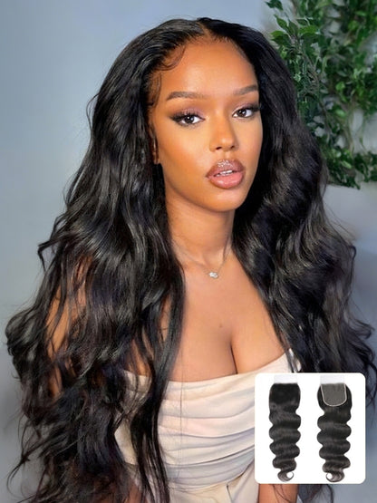 Sunber 1 Pc 5x5 HD Lace Closure Body Wave Hair Deep Parting Transparent Lace Closure Invisible Knots Human Hair Closure