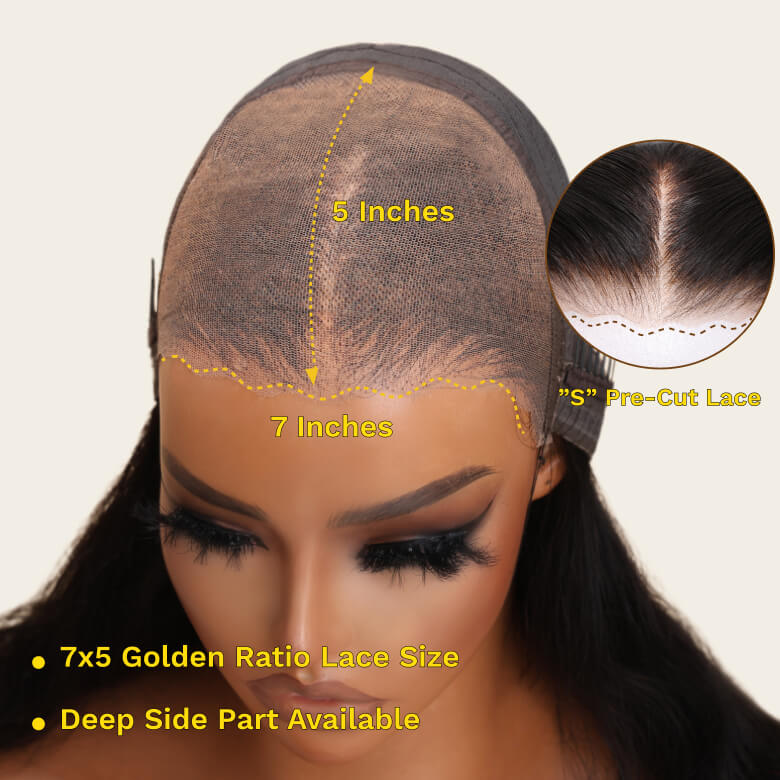 Extra 50% Off | Sunber Golden Brown Highlights 7x5 Bye Bye Knots Yaki Straight Lace Water Wave Lace Closure Wig With Pre Bleached Tiny Knots