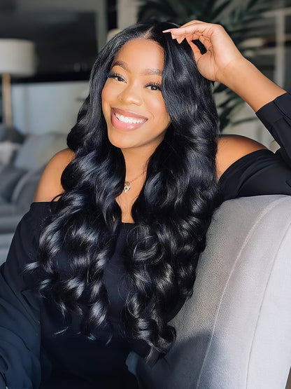 Sunber Body Wave Affordable No Lace V  Part Wig Natural Color Human Hair