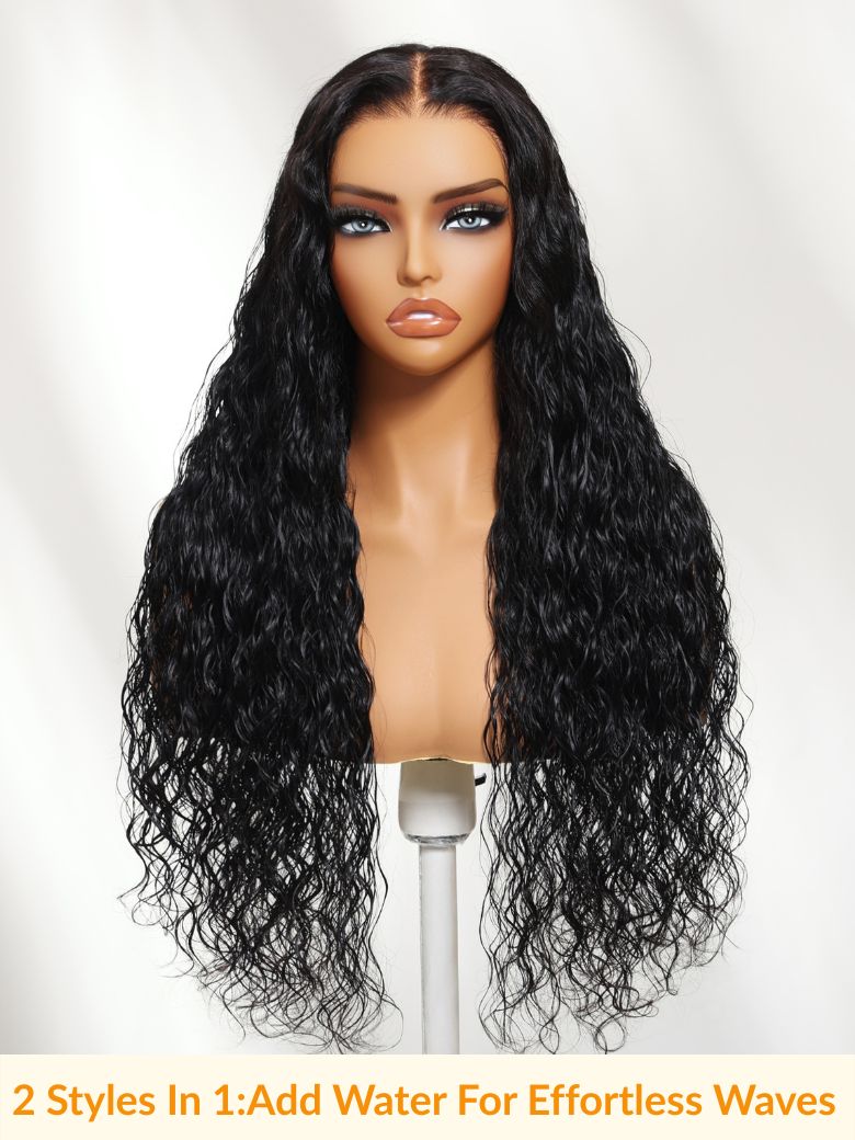Sunber 13x4 Pre Everything Wet &amp; Wavy 2 in 1 Dry Straight to Wet Water Wave Human Hair Lace Frontal Wig With Invisi Drawstring
