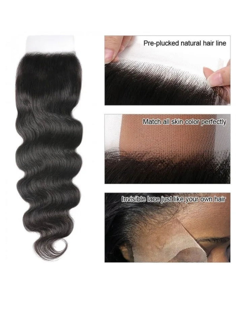 Sunber 1 Pc 5x5 HD Lace Closure Body Wave Hair Deep Parting Transparent Lace Closure Invisible Knots Human Hair Closure