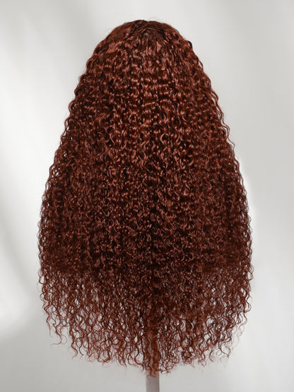 Sunber 7x5 Pre Cut Lace Reddish Brown Yaki Straight Bob/Jerry Curly Bye Bye Knots Gluelesss Invisible Knots Wig With Invisi Drawstring Flash Sale