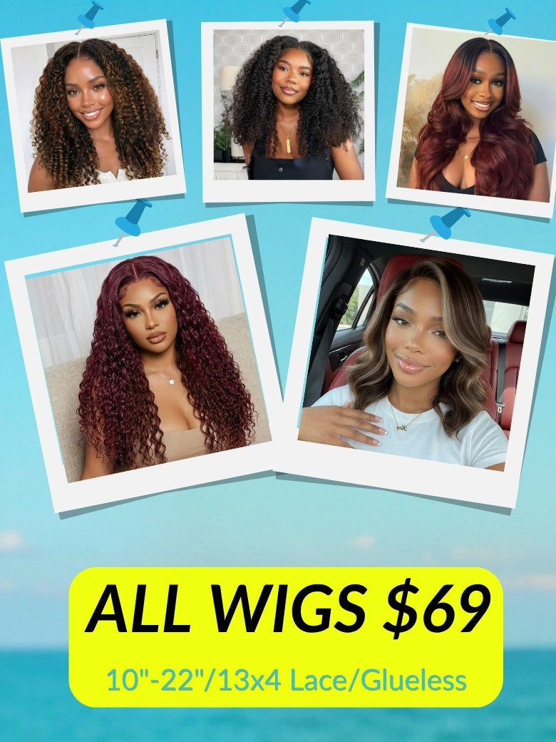 All Wigs $69| Sunber 6wigs Style from 14"-22" Length Summer Sale  Extra 70% OFF