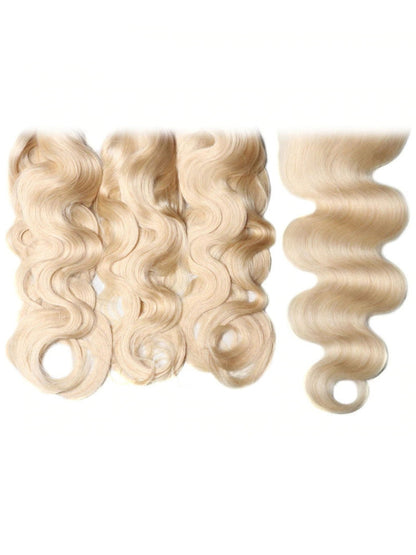 Sunber Hair 3 Bundles 613 Blonde Body Wave Human Hair Weaves With 4X4 Lace Closure