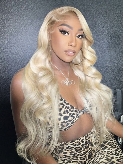 Sunber Hair 3 Bundles 613 Blonde Body Wave Human Hair Weaves With 4X4 Lace Closure
