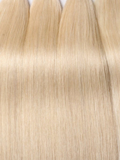 Sunber Hair 3 Bundles 613 Blonde Straight Human Hair Weaves With 4X4 Lace Closure