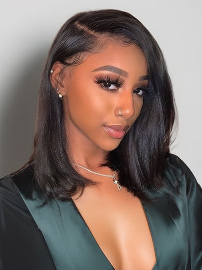 Sunber 7x5 No Slip Pre-Cut Lace Blunt Cut Silky Straight Bob Wig With Elastic Drawstring Flash Sale
