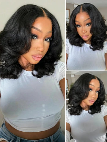 Sunber 13x4 Pre Everything Body Wave Shoulder Length Wavy Bob Wig With Face-Framing Layers Flash Sale