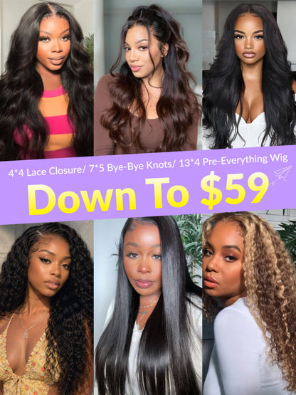 All Wigs $120 OFF | 6*4.5 Pull &amp; Go/ 7*5 Bye-Bye Knots / 13*4 Pre Everything Glueless Lace Wigs For VIP Member Flash Sale