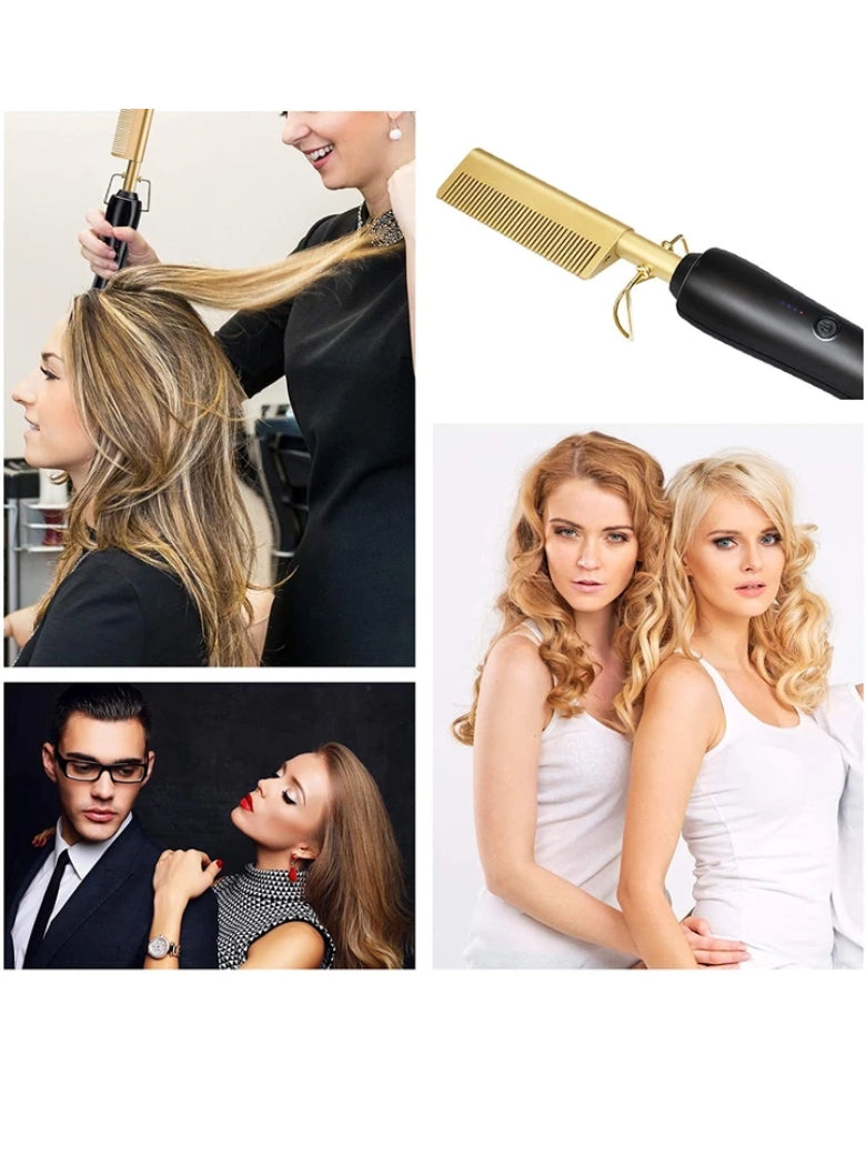 2500 Points Redeem 3 in 1 Hot Comb Hair Straightener  Multifunctional Copper Hair Straightener Brush Straightening Comb
