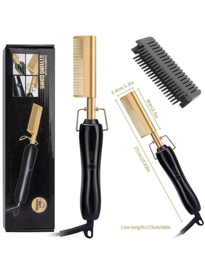 2500 Points Redeem 3 in 1 Hot Comb Hair Straightener  Multifunctional Copper Hair Straightener Brush Straightening Comb