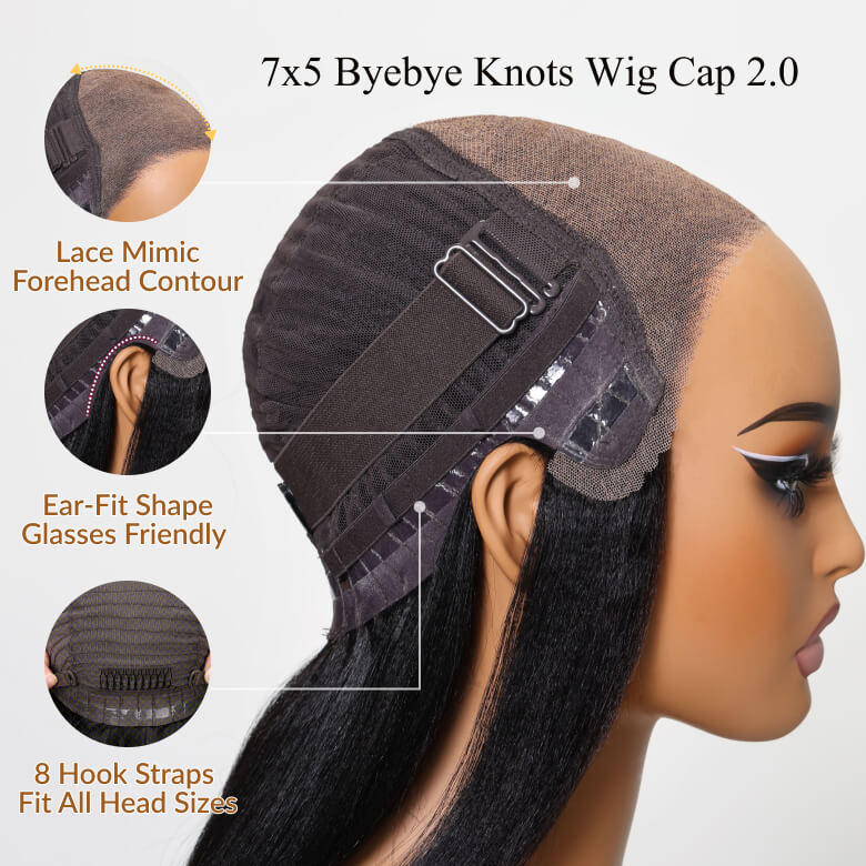 Extra 50% Off | Sunber Golden Brown Highlights 7x5 Bye Bye Knots Yaki Straight Lace Water Wave Lace Closure Wig With Pre Bleached Tiny Knots