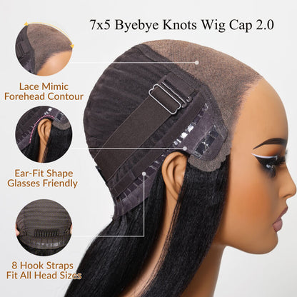 Extra 50% Off | Sunber Golden Brown Highlights 7x5 Bye Bye Knots Yaki Straight Lace Water Wave Lace Closure Wig With Pre Bleached Tiny Knots