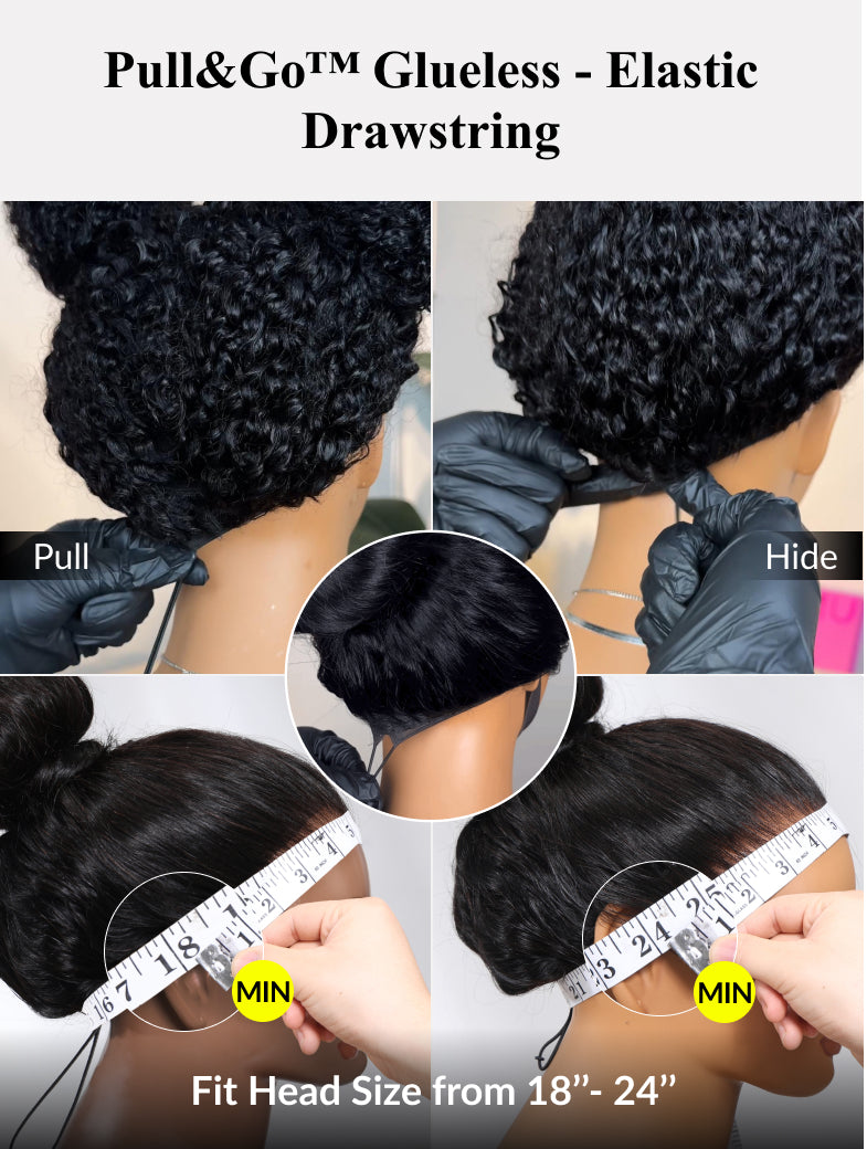 Sunber 13x4 Pull & Go Glueless Wig Pre-Everything 7x5/13x4 Lace Frontal Loose Wave Wispy Bangs Wig