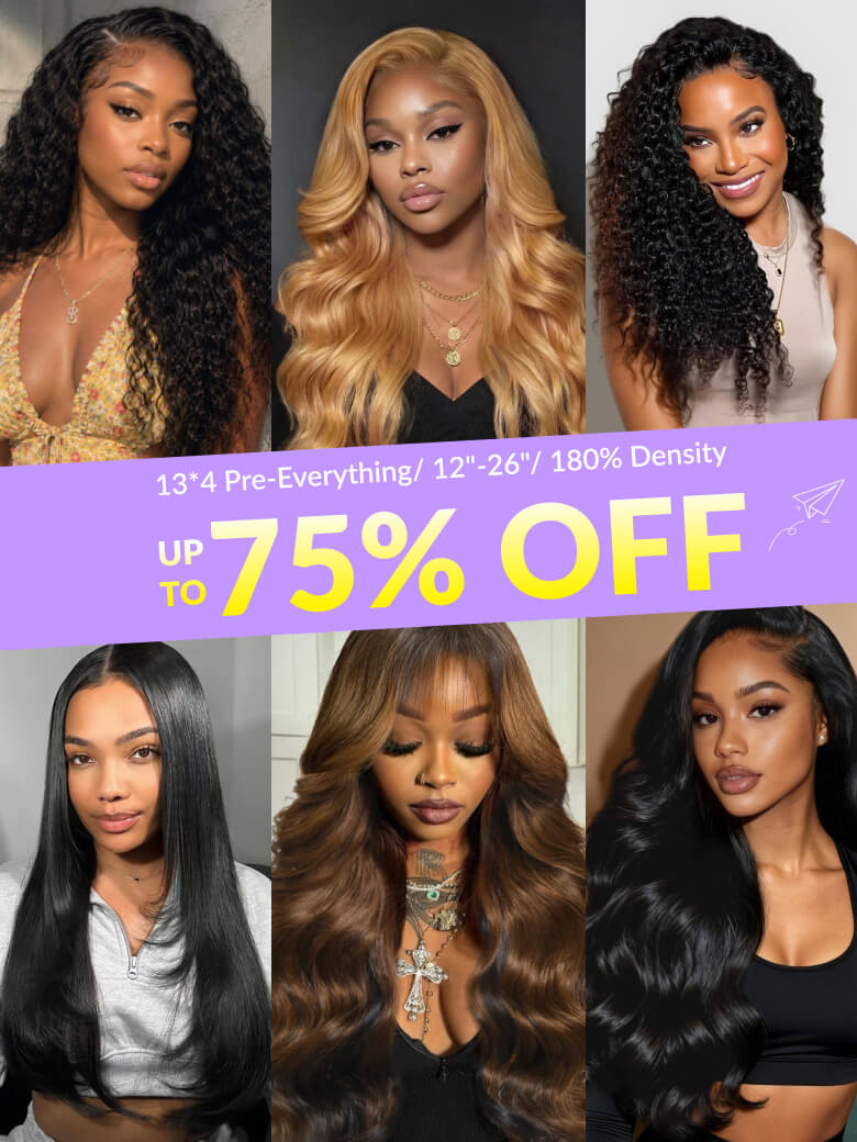 [UP TO 75% OFF] 13x4 Pre-Everything Pre-Cut Lace Wigs With Invisible Lace Glueless Human Hair Wigs VIP Member Flash Sale