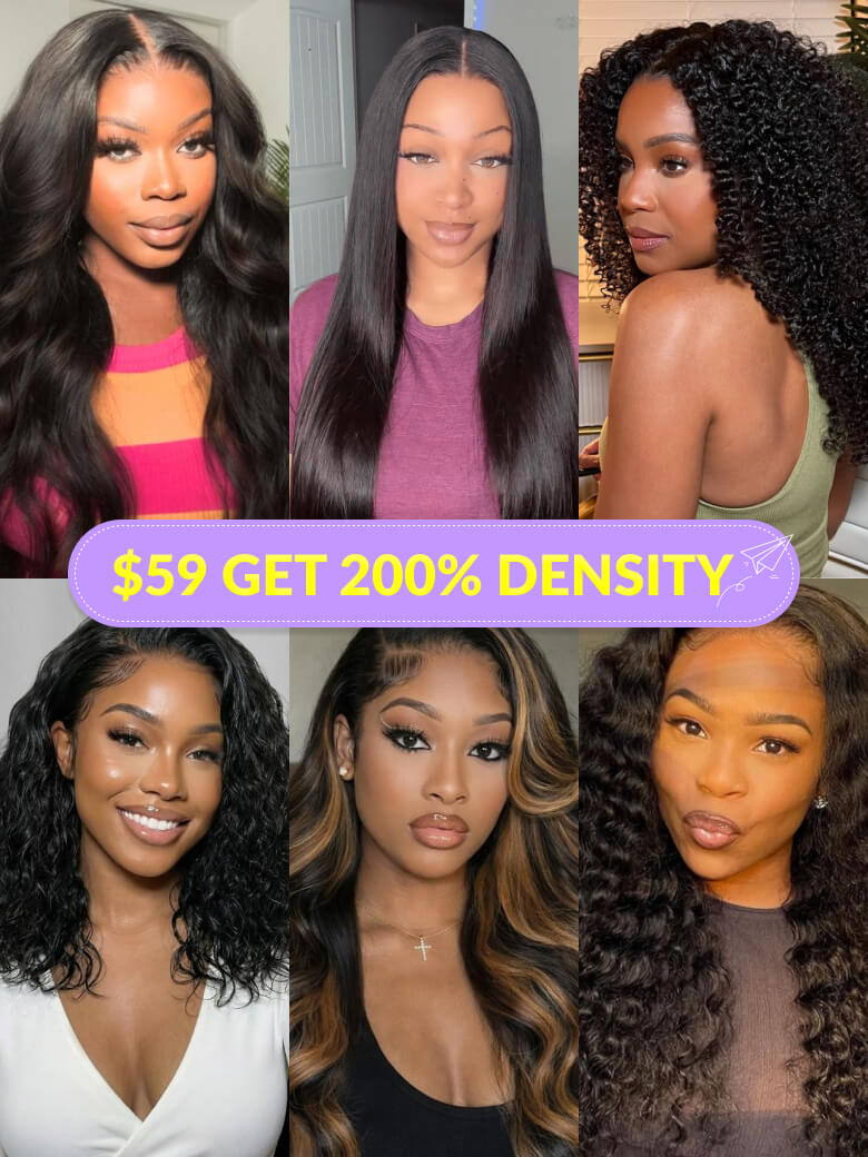 $59 Get 200% Density丨Put On & Go/ 7*5 Bye-Bye Knots/ 13*4 Pre-Everything Human Hair Wig Limited Stock Vip Member Flash Sale