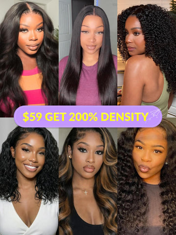 $59 Get 200% Density丨Put On & Go/ 7*5 Bye-Bye Knots/ 13*4 Pre-Everything Human Hair Wig Limited Stock Vip Member Flash Sale