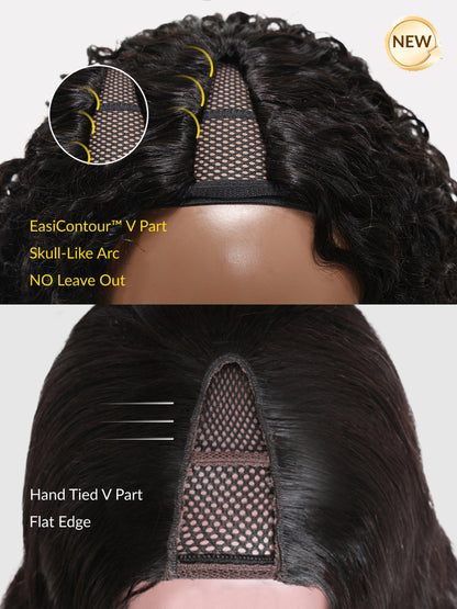 Sunber Body Wave Affordable No Lace V  Part Wig Natural Color Human Hair