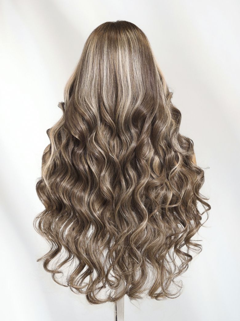 Sunber 13x4 Pre Everything Smoky Brown Ombre with Platinum Blonde Highlights Lace Frontal Wig