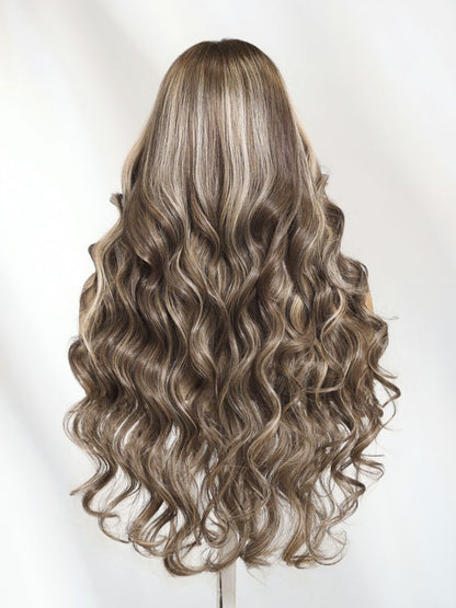Sunber 13x4 Pre Everything Smoky Brown Ombre with Platinum Blonde Highlights Lace Frontal Wig