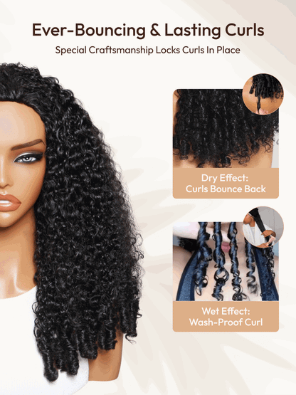 Sunber Burmese Curly Glueless Install Half Wig with Finger Coily Ends Beginner Friendly Flash Sale