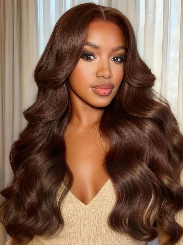 Sunber Chestnut Mocha Brown 13x4 Pre-Everything Lace Front Loose Wave Wig Put on and Go Glueless Wig