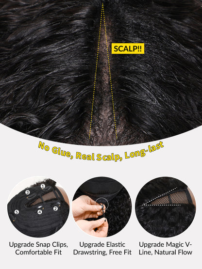 Sunber 20Inch Yaki Straight V Part Wigs Ombre Reddish Brown with Dark Roots Upgrade Invisi Drawstring Vip Member Flash Sale