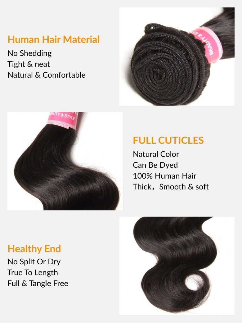 Sunber Hair Brazilian Body Wave Remy Human Hair 4 Bundles With 4*4 Lace Closure 100% Human Hair Extensions Flash Sale