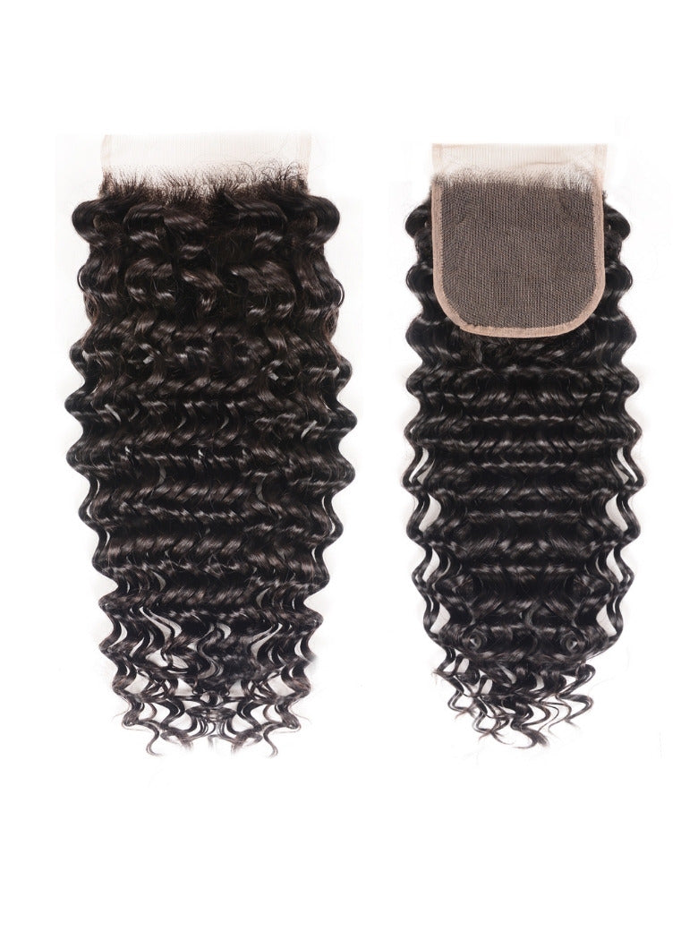 Sunber Deep Wave 4 Bundles Human Hair Weave With 4x4 Lace Closure Free Part Flash Sale