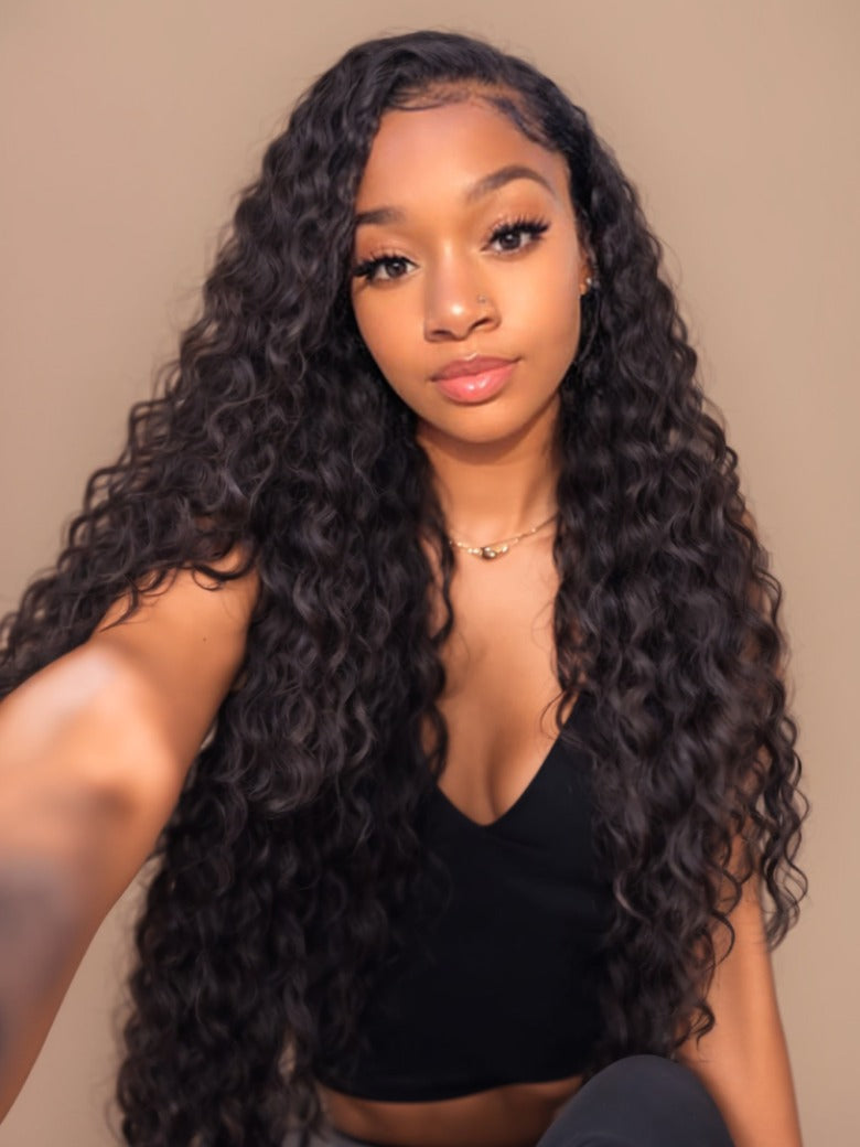 Sunber Deep Wave 4 Bundles Human Hair Weave With 4x4 Lace Closure Free Part Flash Sale