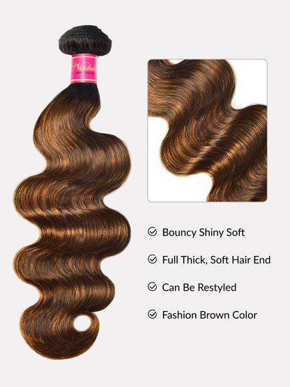 Sunber  Highlight Balayage Color Body Wave 3 Bundles Weaves with 4x4 Lace Closure Virgin Human Hair Flash Sale